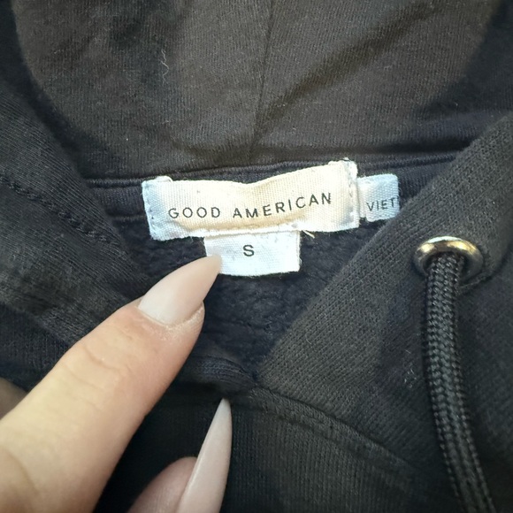 Good American black Cropped - soft and sporty scuba Hoodie- size small - Picture 7 of 7